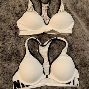 PINK white padded sports bras